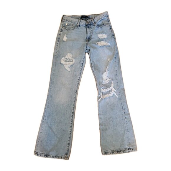 AEROPOSTALE Boyfriend Flare Jeans Distressed Rip Torn Denim Sz 2 32x32 - Picture 1 of 11